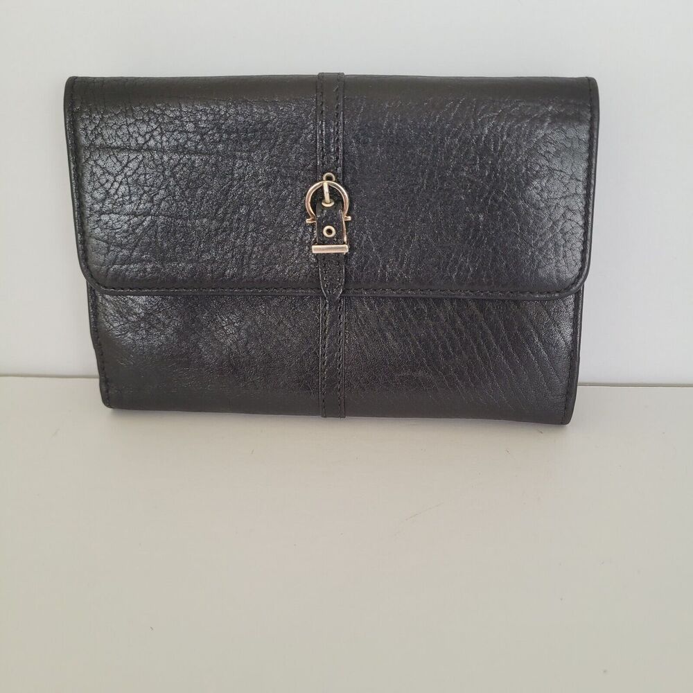 Salvatore‎ Ferragamo Wallet Medium Black Unisex Classic Bifold Buckle Quality